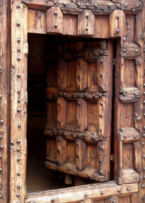 Ancient door in Viboldone
