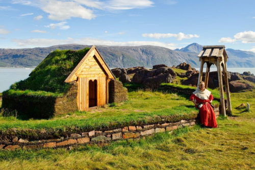 Brattahlíð in southeastern Greenland. Open-Air Museum