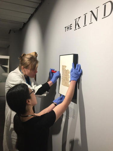 Mounting the exhibition on the "Discarded History" of the Cairo Genizah © Cambridge University Library