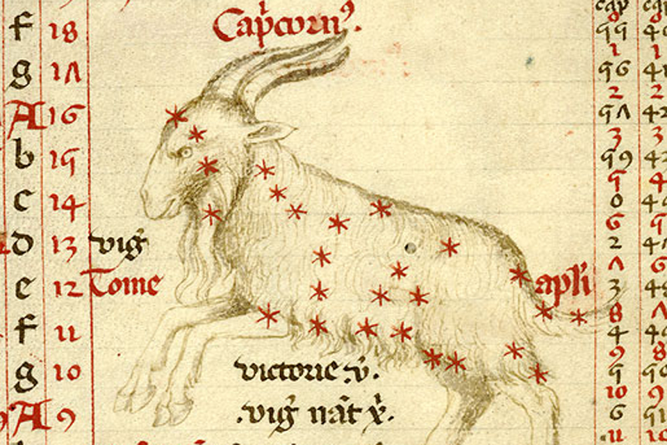 Capricorn - Liturgical calendar for Ravenna, Italy, Milan (?), 1386