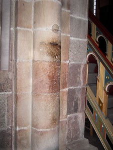 Waterlevel inside Ribe Cathedral after storm 1656